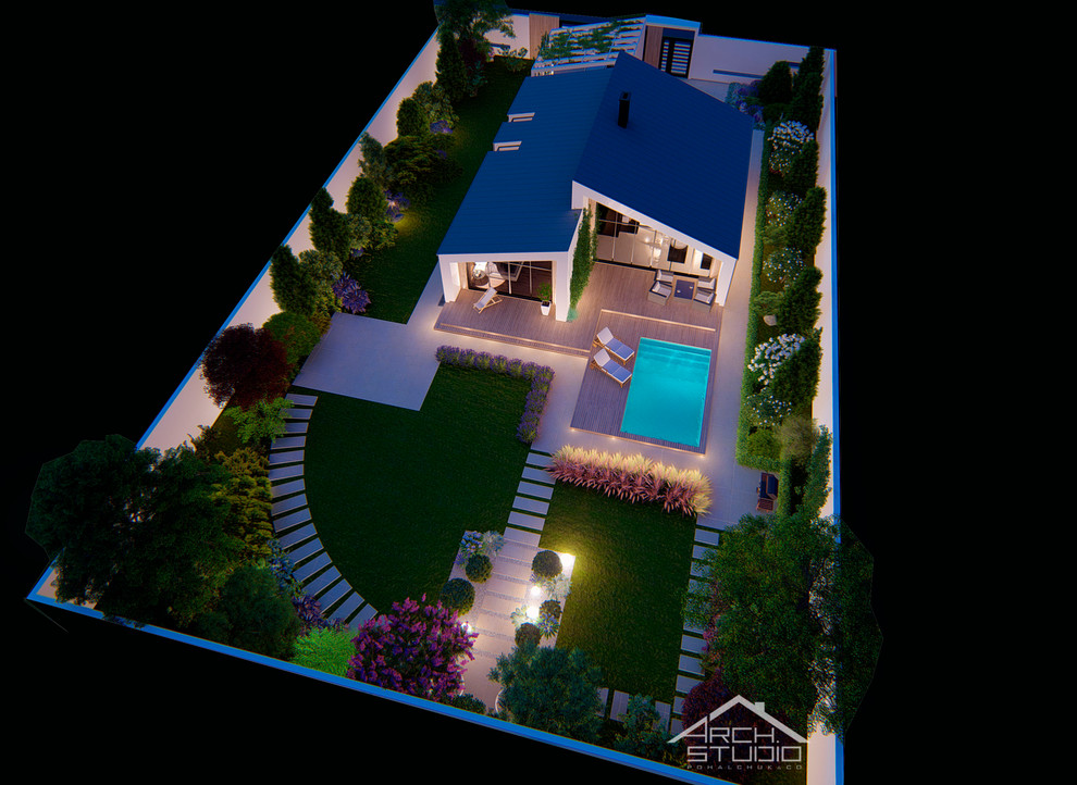 Проект дома с ландшафтным дизайном участка в Севастополе