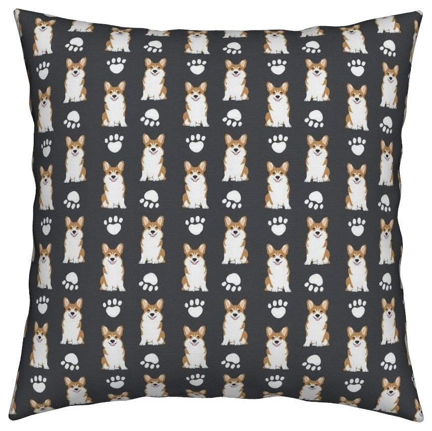 Corgi Corgis Corgi Fabric Paws Paw Print Dogs Throw Pillow ...