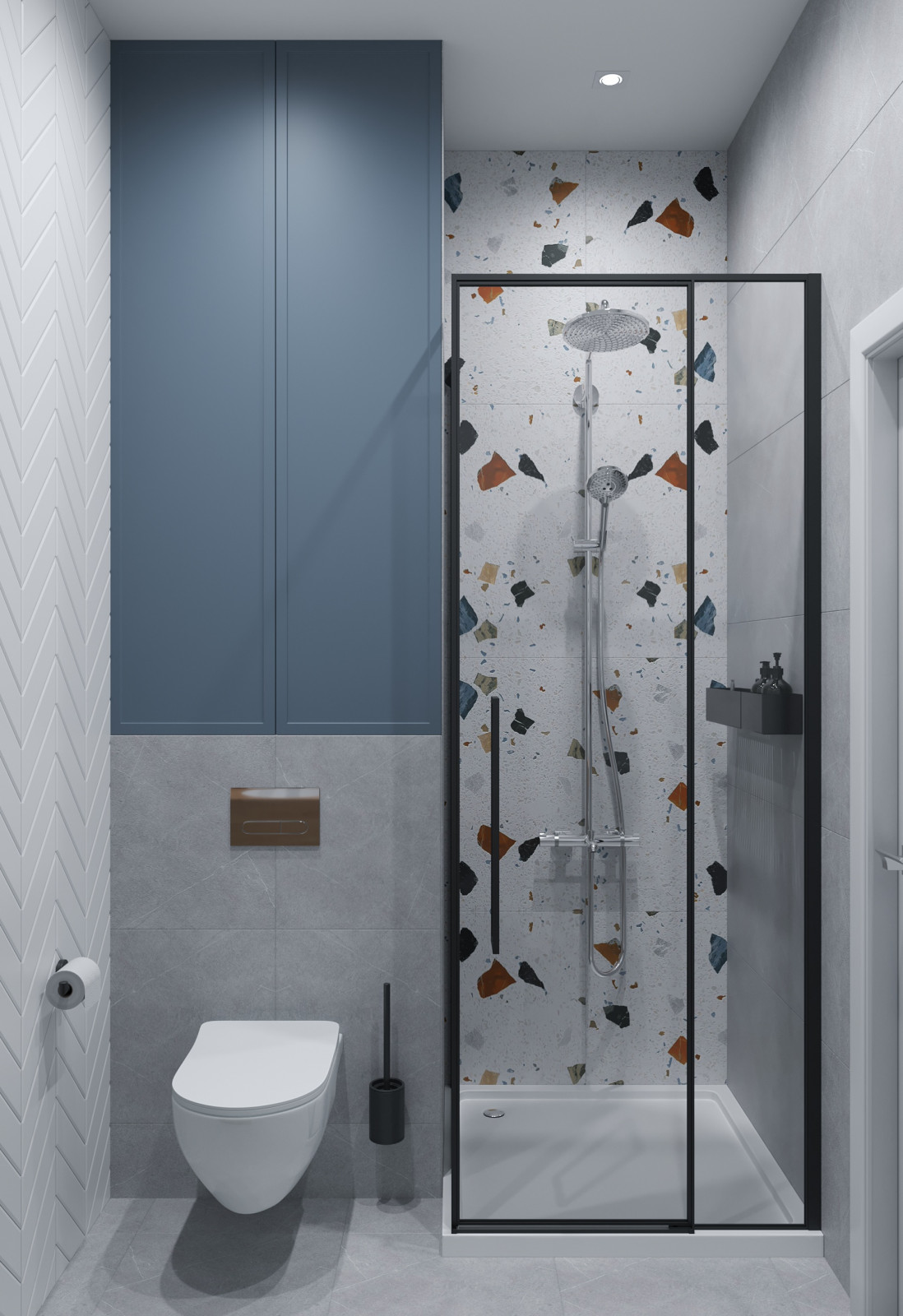 Душевая в голубых оттенках