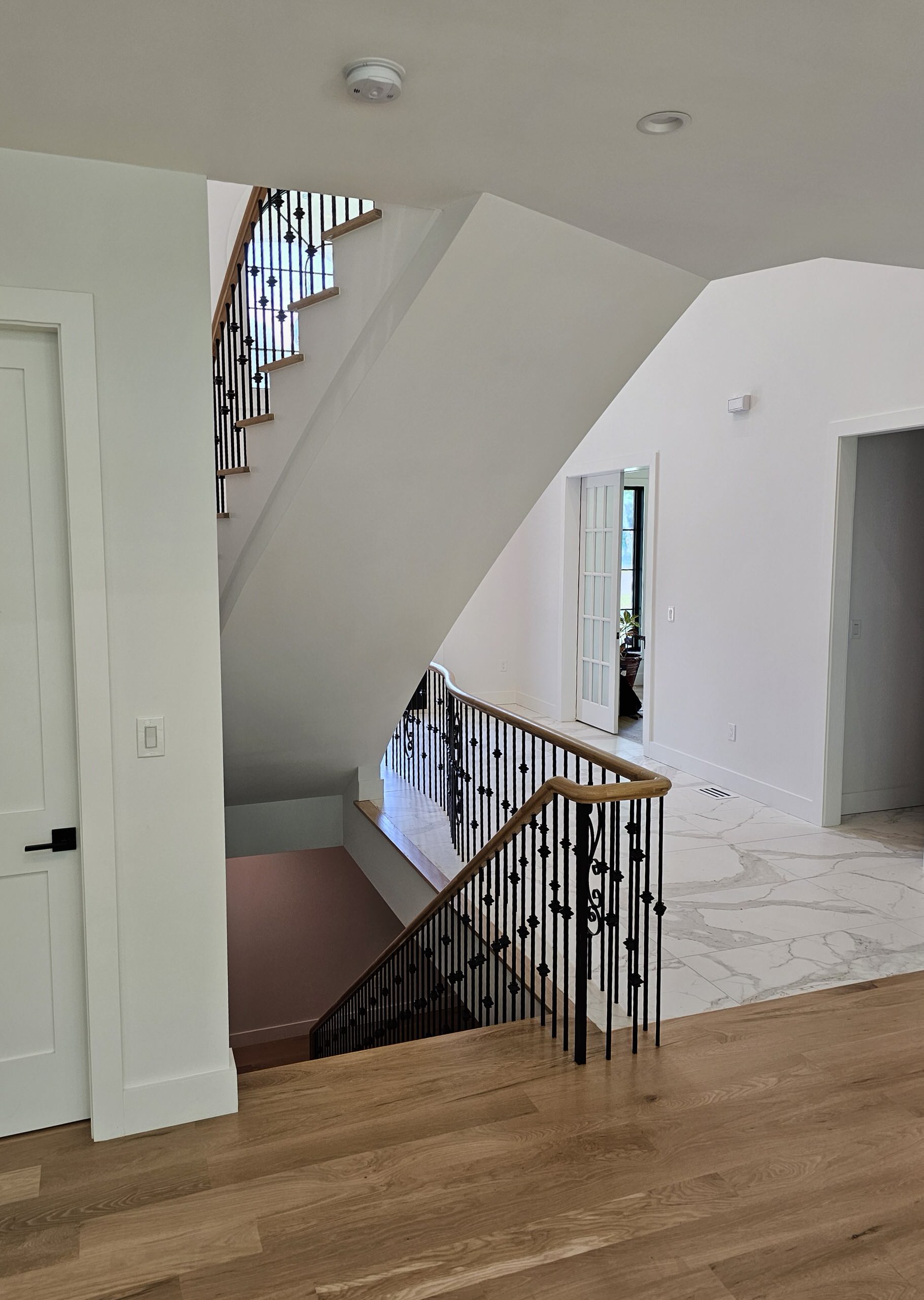 120_Luxurious White Oak Stair with Iron Balusters, Great Falls, 22066