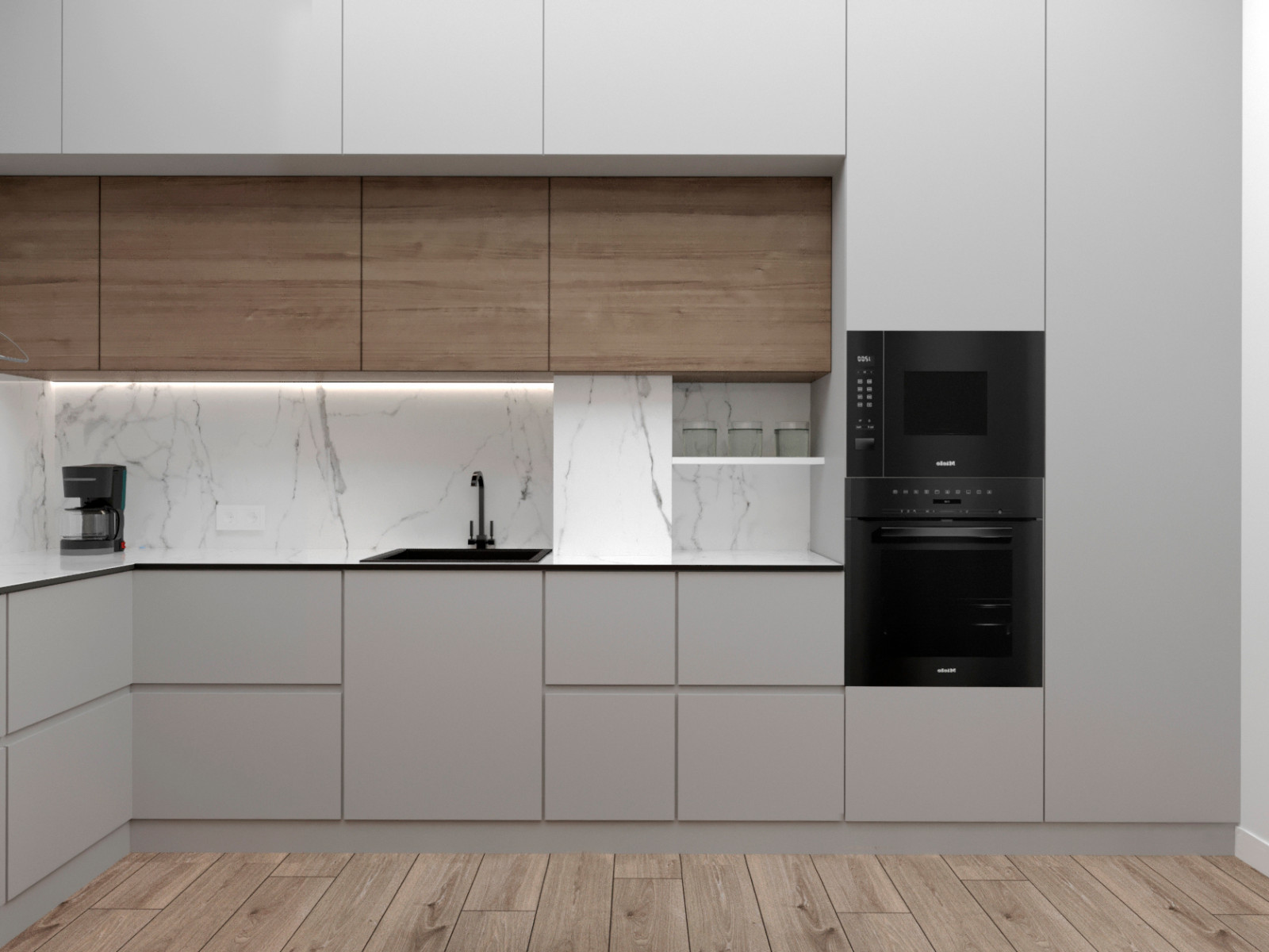 "Расправив крылья". Дизайн 3х - комнатной квартиры в стиле минимализм.