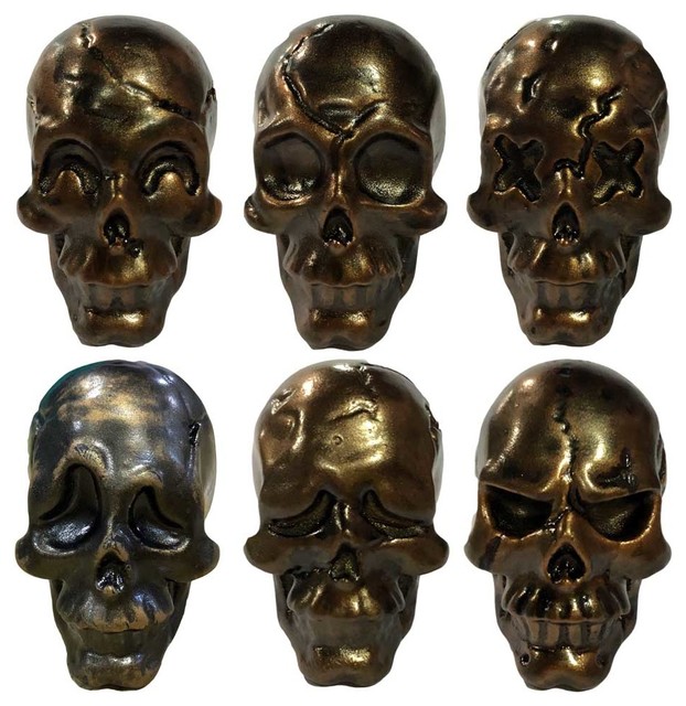 6 Pcs Bronze Skull Resin Cabinets Knobs, Skull Cabinet Knobs
