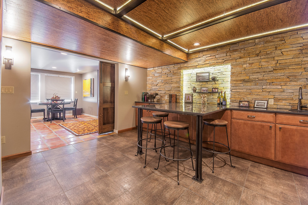 Example of a large mountain style home design design