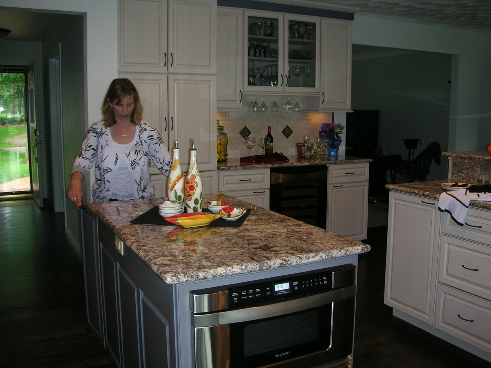 Two Tone Kitchen Remodel With Under Counter Microwave Drawer In