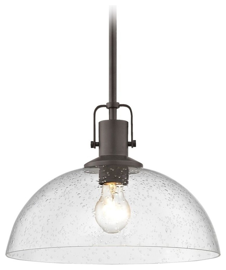Farmhouse Pendant Light Seeded Glass 13 