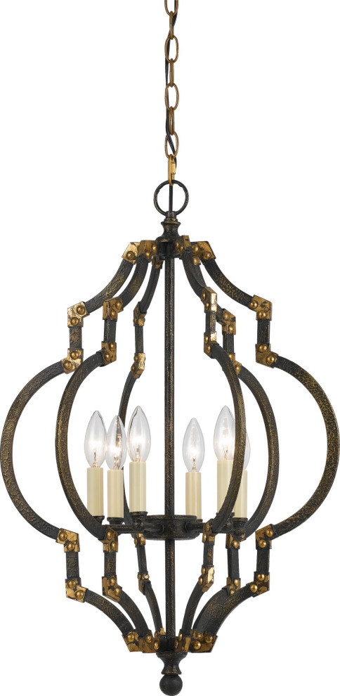 Howell Pendant Lamp - Iron/Antiqued gold, 6