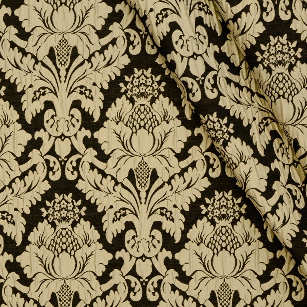 Black Damask Damask Upholstery Fabric Traditional Upholstery Fabric