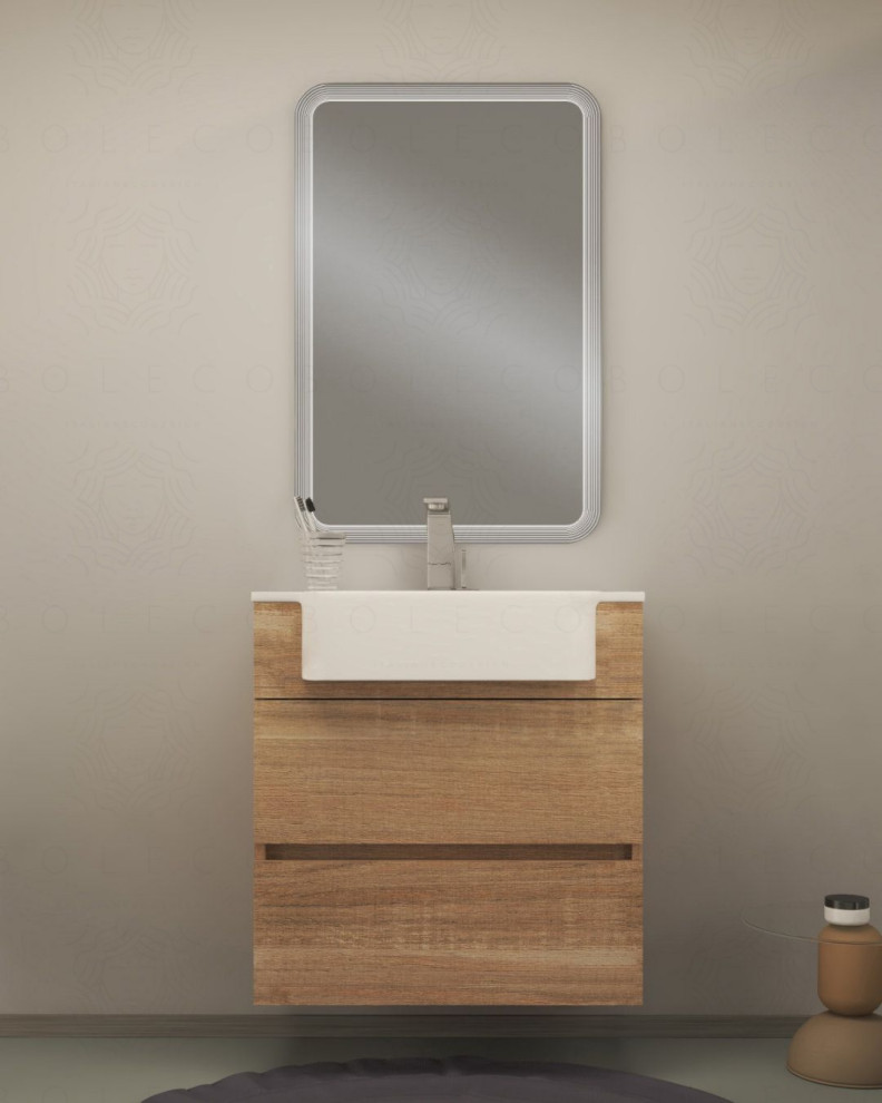 Lavabo Da Parete Bianco 28x28cm - Mini Lavabo Angolare In Resina Per Bagni Piccoli E Guardaroba | Con Rubinetto E Tubo Di Scarico - Foto 12