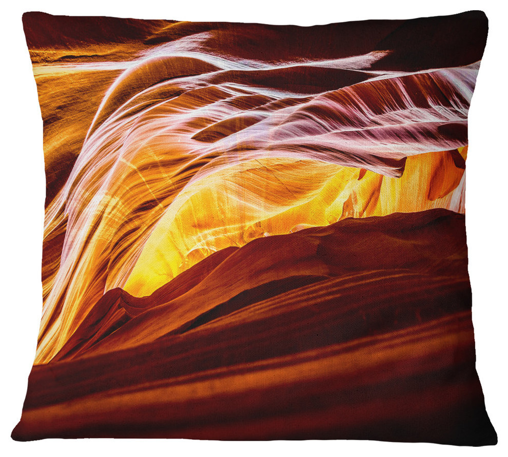 Yellow in Antelope Canyon Landscape Photo Throw Pillow, 16"x16"
