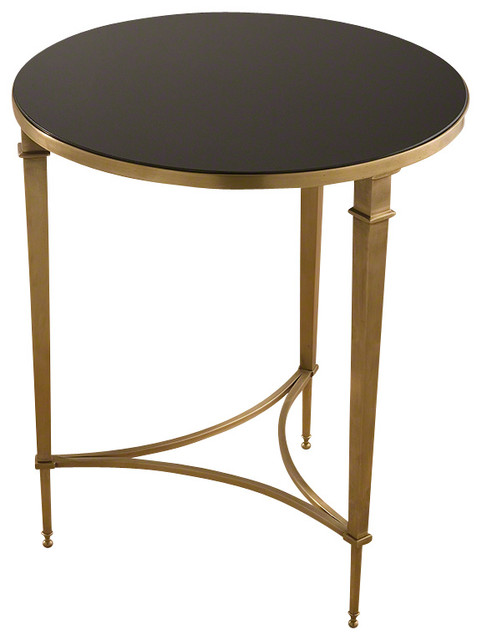 Global Views Round French Square Leg Table Transitional Side Global Views Round French Square Leg Table Brass And Black Granite