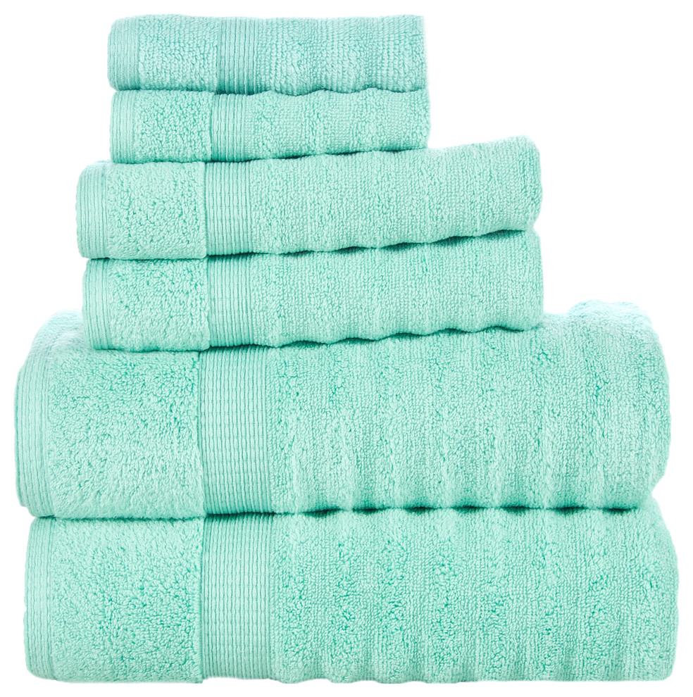 Quick Dry Elegance Spa Zero Twist Cotton Ribbed 6Piece Towel Set