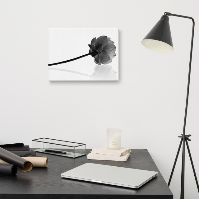 Black And White Flower Canvas Wall Art Resting Lotus Floral Photo, 12 ...