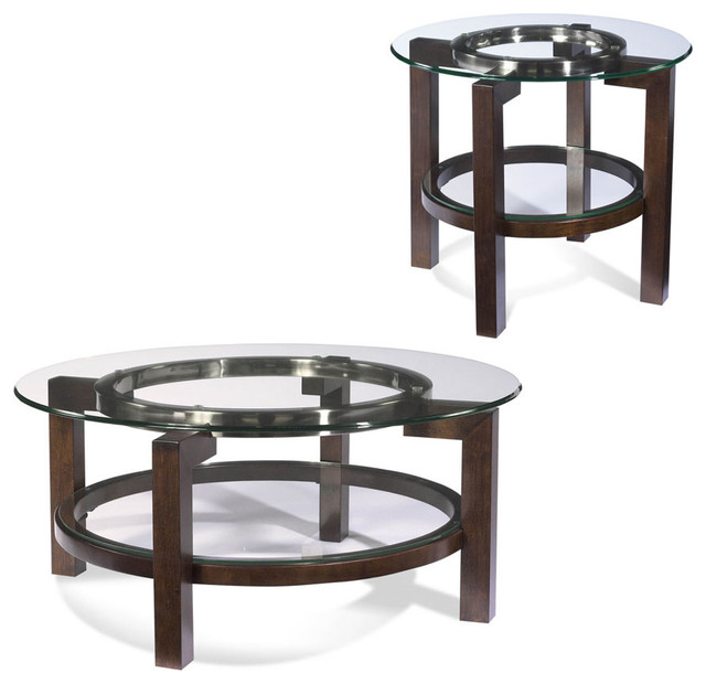 Bassett Mirror T1705 Oslo Round 2 Piece Glass Top Coffee Table Set Bassett Mirror T1705 Oslo Round 2 Piece Glass Top Coffee Table Set transitional-coffee- - Bassett Mirror T1705 Oslo Round 2 Piece Glass Top Coffee Table Set