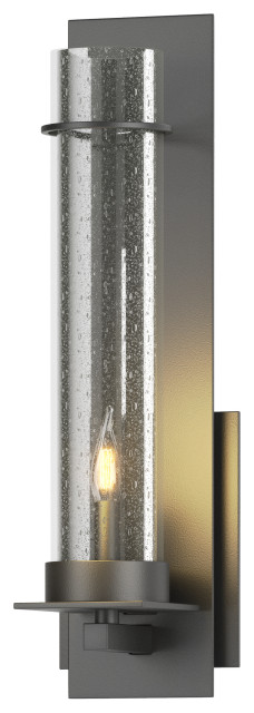 New Town 17.8" Interior Wall Sconce, Black, Seeded Glass