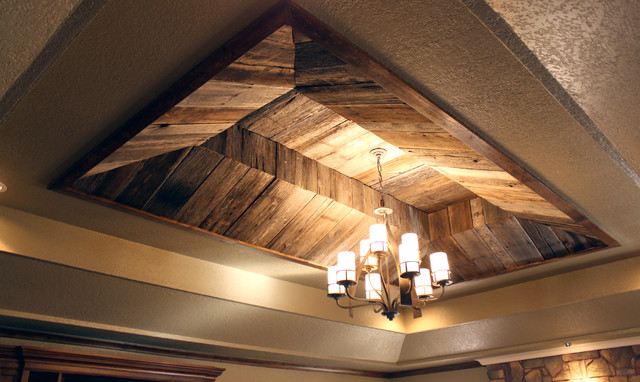 Barnwood Ceiling Eclectic Living Room Oklahoma City