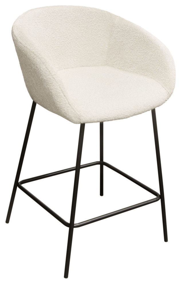 Skyler Counter Height Chairs, Set of 2, Ivory Boucle Fabric, Black