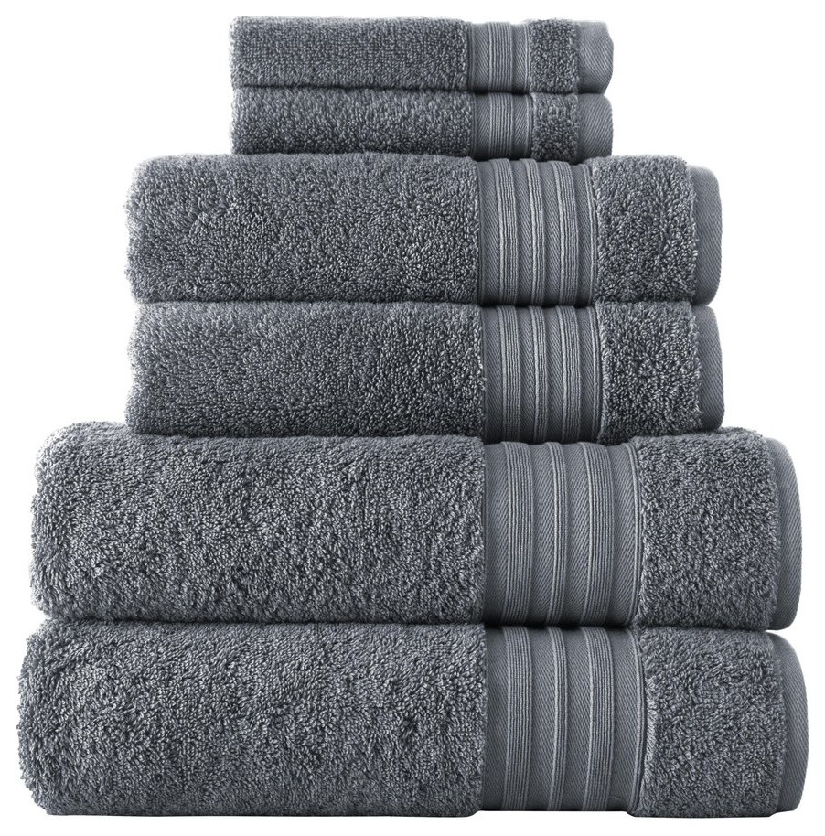 6Piece Towel Set, Charcoal Gray Bath Towels by Laural Home Houzz