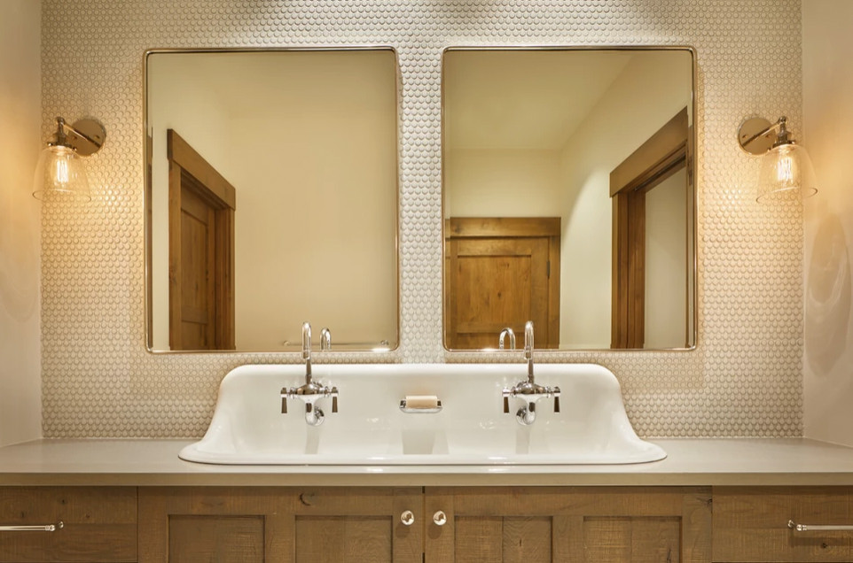 Inspiration for a rustic bathroom remodel in Seattle