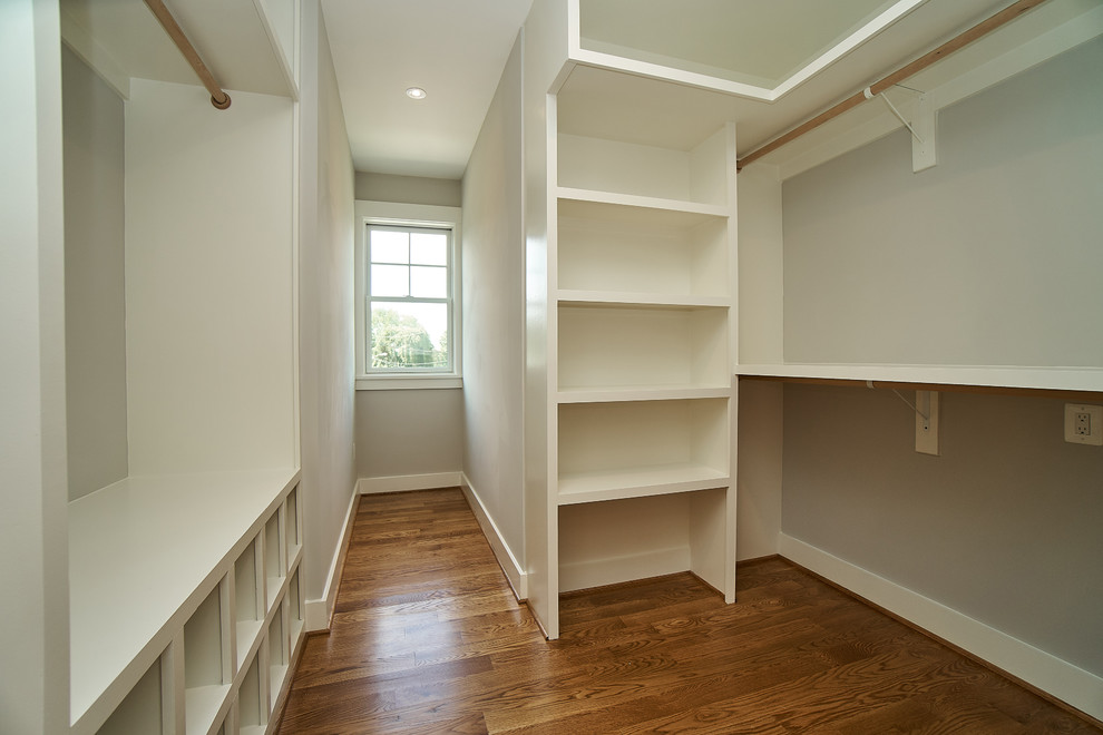 Inspiration for a large transitional gender-neutral medium tone wood floor and brown floor home design remodel in DC Metro with shaker cabinets and white cabinets