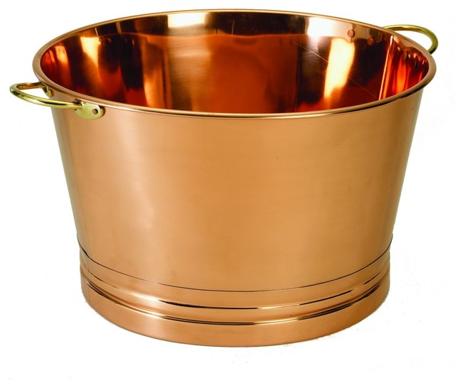 Round Decor Copper Party Tub Traditional Ice Tools And Buckets by