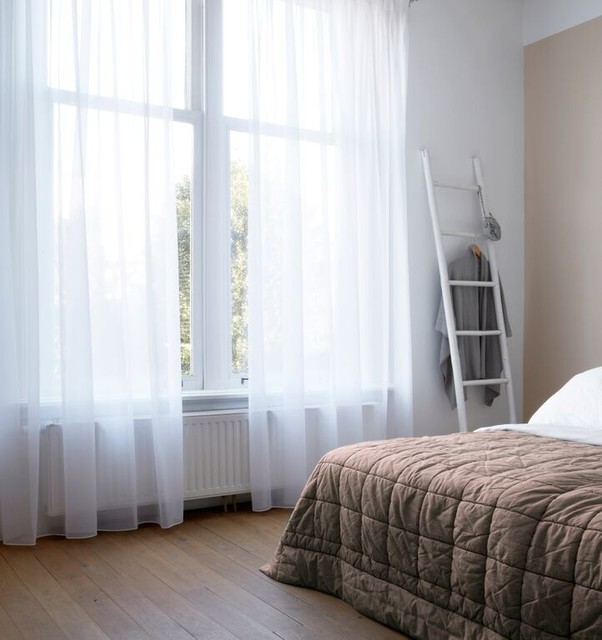 Triple Lined Sheer Curtains Scandinavian Bedroom