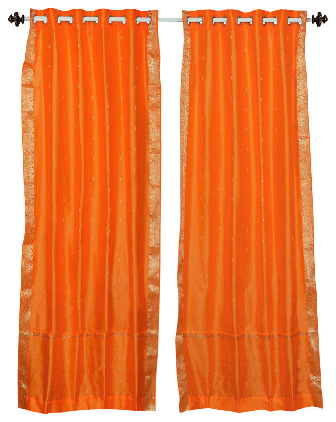 Pumpkin Ring Top Sheer Sari Curtain Drape Panel Piece