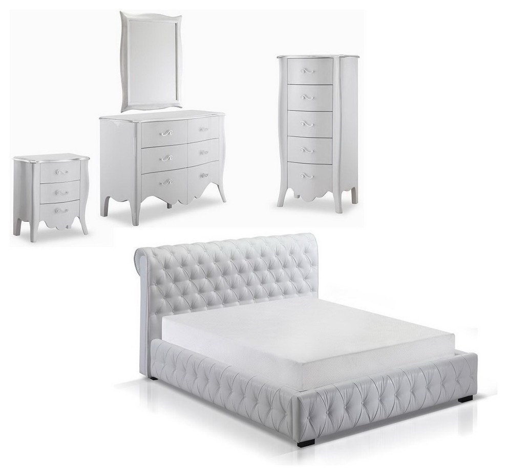 Chesterfield White Bedroom Set, King