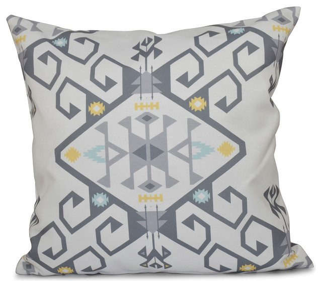 Jodhpur Medallion 2, Geometric Print Pillow, 26" x 26" Mediterranean