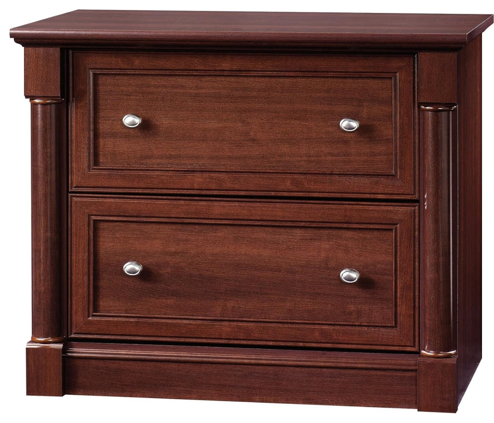 File Cabinet, Wood Construction With 2 Interlocking Drawers, Cherry Finish