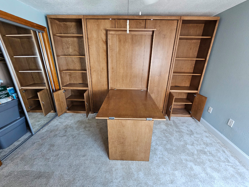 Custom Savona Murphy Wall Bed, Fold Down Desk Attached to Face of Wall