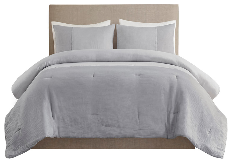 Beautyrest Miro 3 Piece Gauze Oversized Comforter Set, Full/Queen