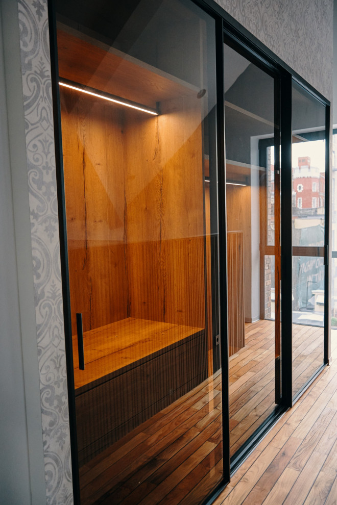 Шкаф-купе raumplus с тонированными дверьми в черном профиле S1200