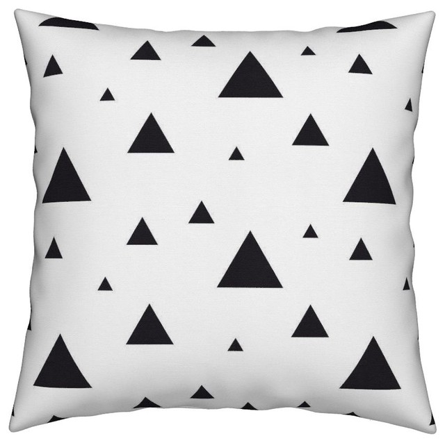 Black And White Triangles Geometric Throw Pillow Contemporary
