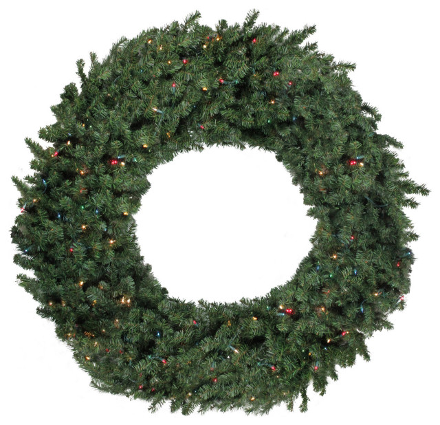 72" PreLit Commercial Canadian Pine Artificial Christmas Wreath, Multi