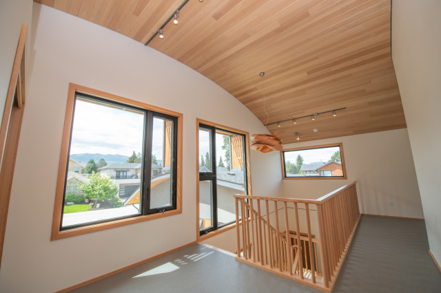 Clear cedar arched ceiling contemporary-trappa