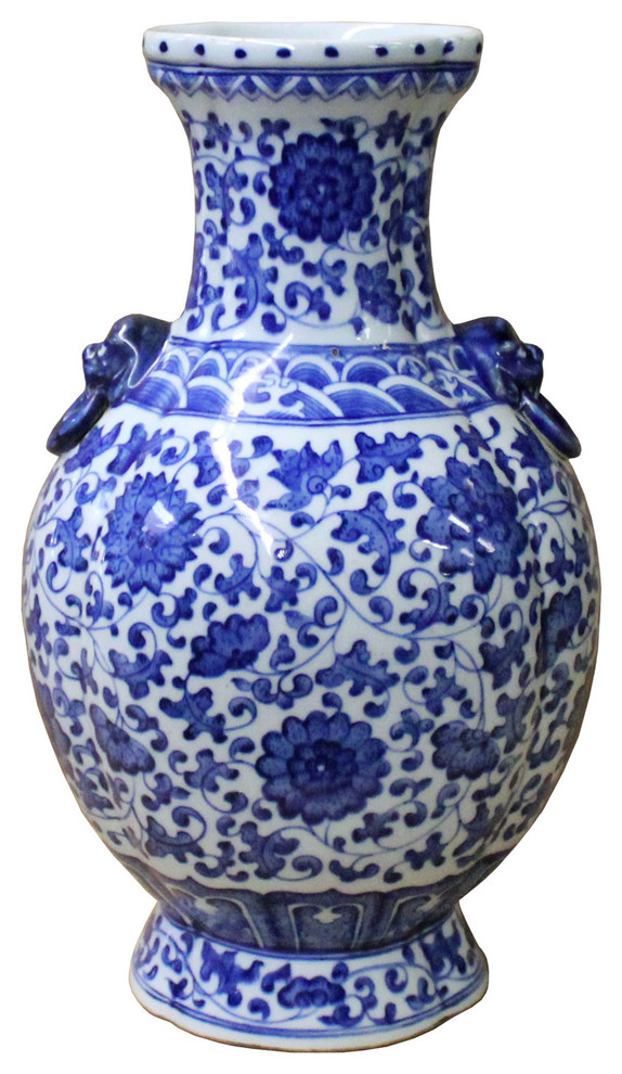 Color : A, Size : D24cmxH46cm YUBIN Vases for Decor Blue and White Ceramic Flower Vase China Ming Style Antique Vase Table Centerpieces Vase Blue and White Porcelain Temple Jar Vase-a D24cmxh46cm 