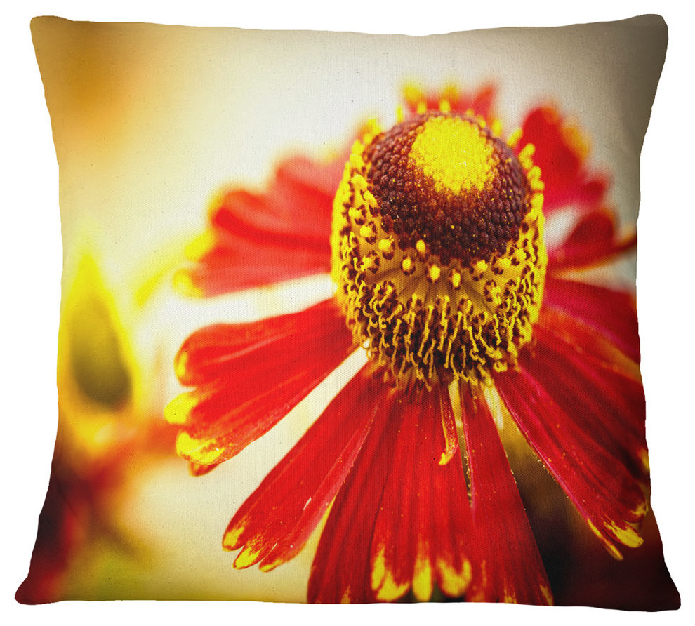 Beautiful Flower On Yellow Background Flower Throw Pillow, 18"x18"