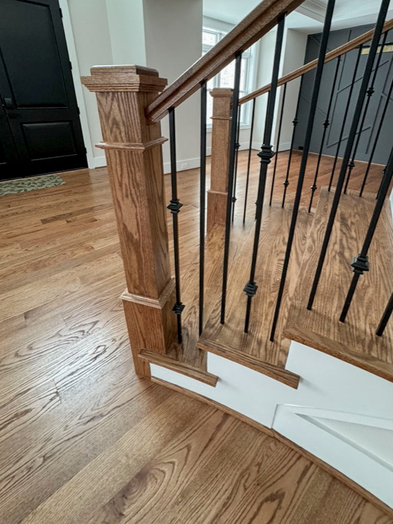 117_Distinct Oak Staircase with Iron Balusters & Oak Rail Profile, Chantilly VA