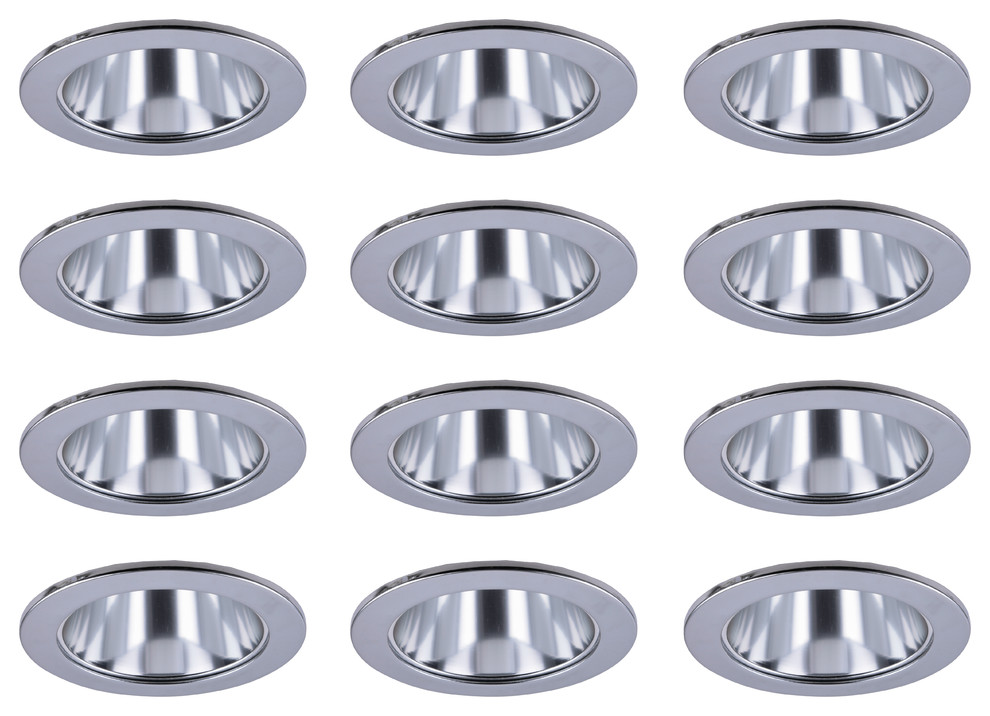 4 Inch Chrome Trim Ring With Chrome Reflector, Fits Par20/R20 12 Pack