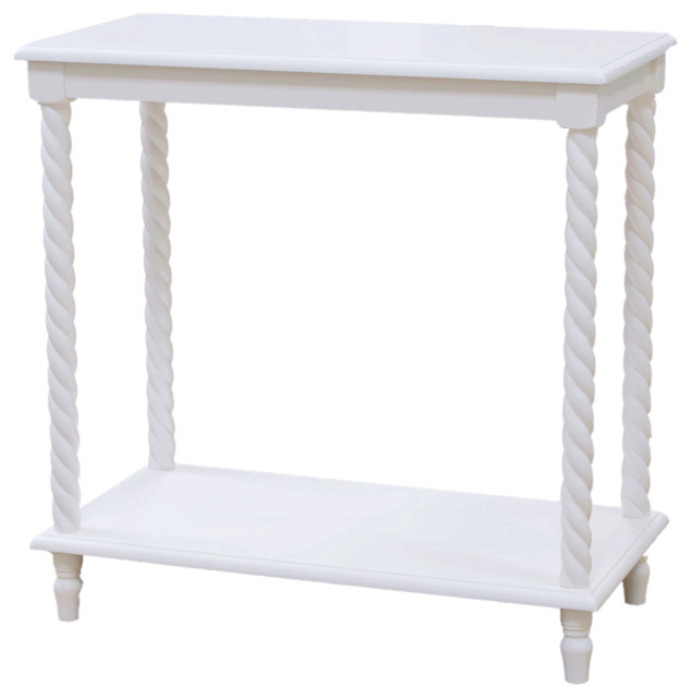 Chair Side Table 2 Tier Shelves White