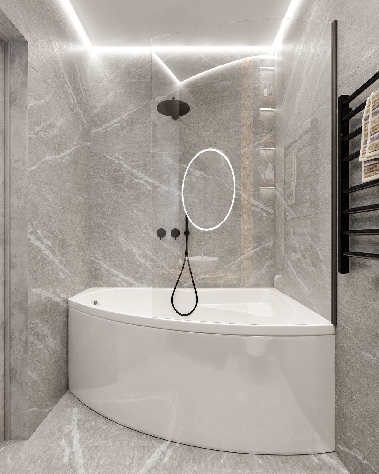 Трехкомнатная квартира для семьи из 4 человек с монохромным интерьером