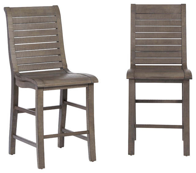 Counter Chair in Distressed Dark Gray Finish - Set of 2