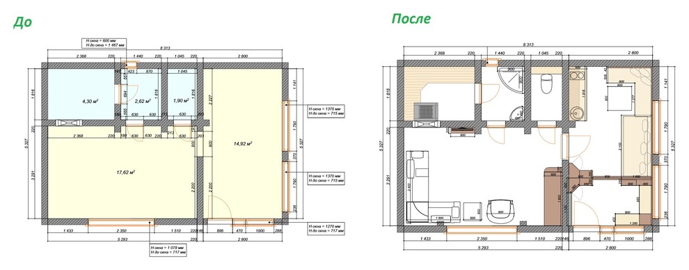 Гостевой дом с сауной для молодой пары, 41 кв.м.