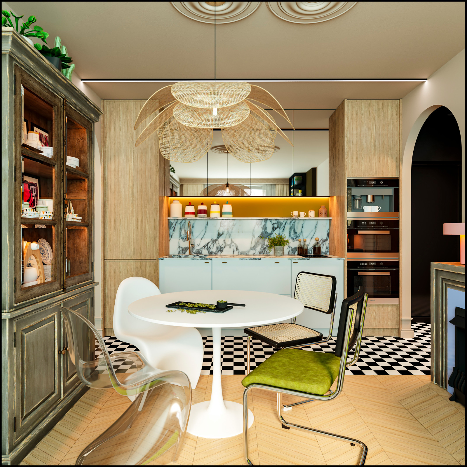 Необычная яркая современная классика на 60 м2 в квартире от ПИК