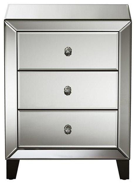 Chevron Hollywood Regency Mirrored 3 Drawers Nightstand Bedside Chevron Hollywood Regency Mirrored 3 Drawers Nightstand Bedside Table Contemporary Nightstands And Tables By Fratantoni Lifestyles
