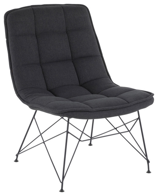 Quad Contemporary Accent Chair in Black and Black Fabric Midcentury
