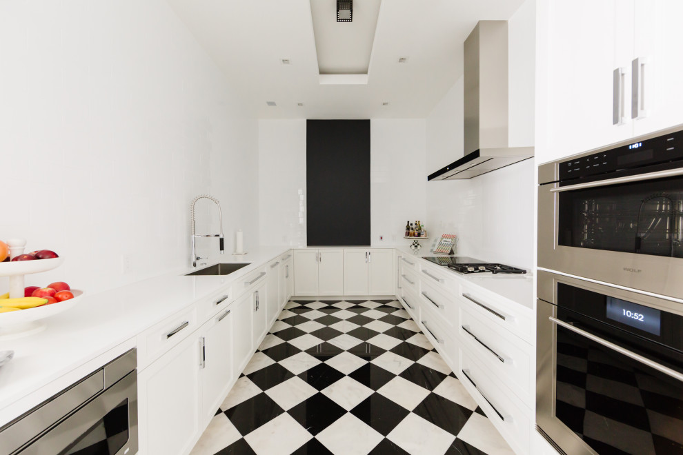 Kitchen - transitional kitchen idea in Tampa with an island
