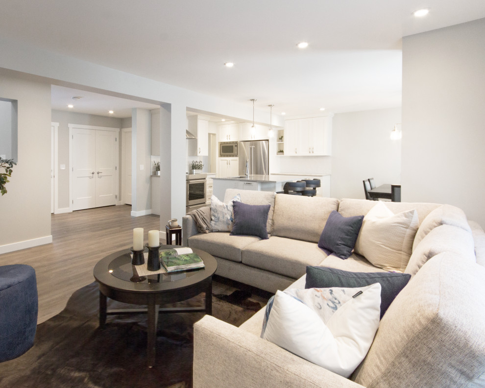Transitional home design photo in Calgary