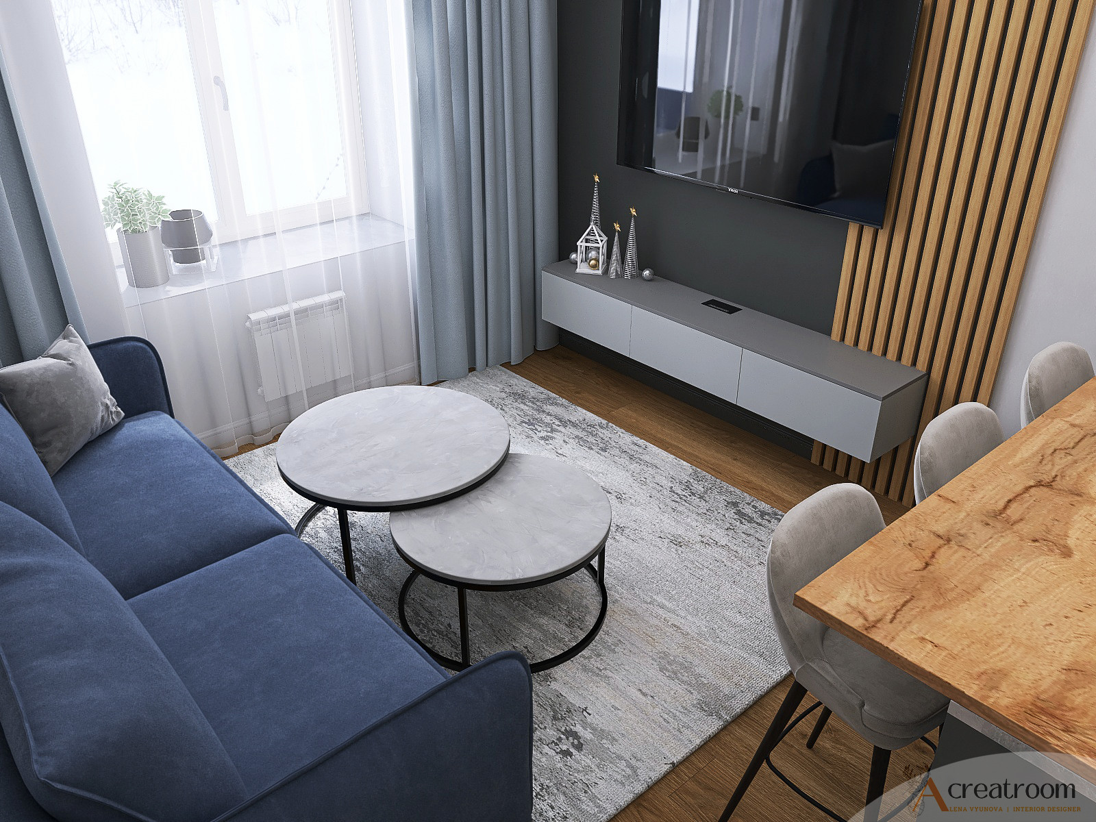 Проект прихожей и кухни-гостиной в ЖК Березовая Роща, г. Вологда