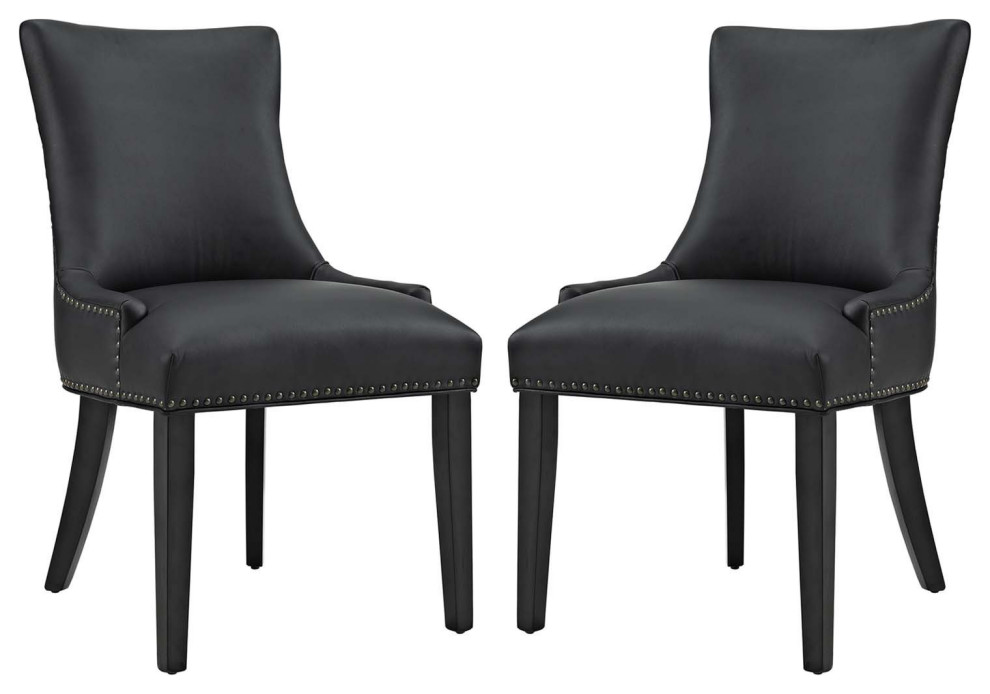 2 Pack Modern Dining Chair, Vinyl Upholstery With Antique Copper